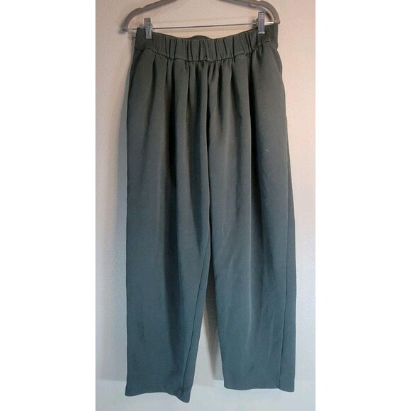 UNIQLO U Wide Leg Ankle Pants Olive Green Pull-On Trousers Size M - Picture 1 of 5